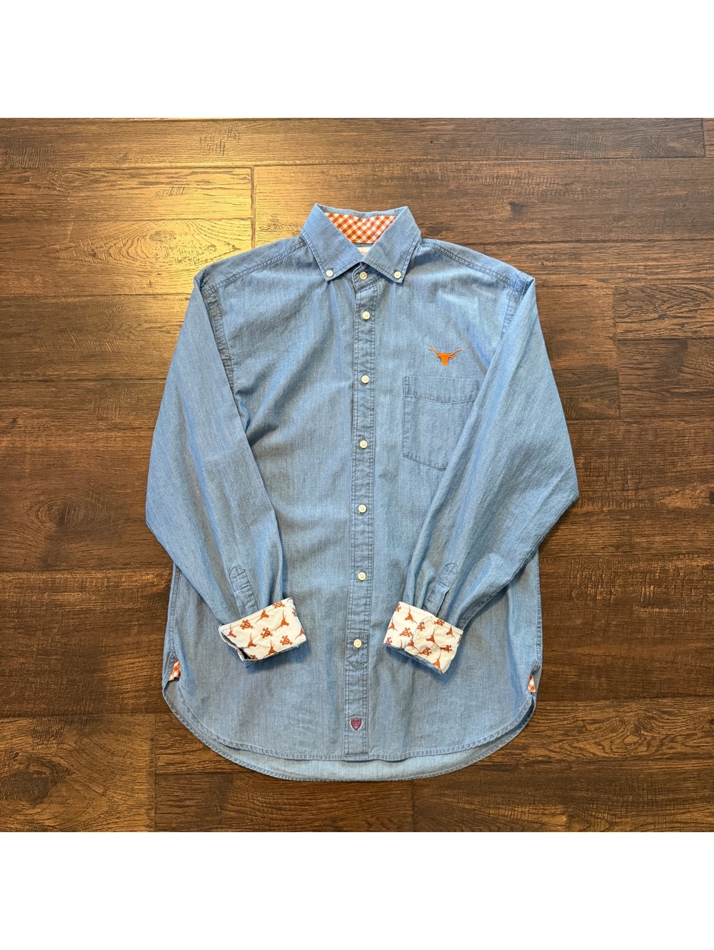 Thomas Dean Collegiate Texas Longhorns Shirt Mens Small S Chambray Button Up